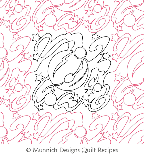 Space Capades Jupiter by Munnich Designs Quilt Recipes. This image demonstrates how this computerized pattern will stitch out once loaded on your robotic quilting system. A full page pdf is included with the design download.
