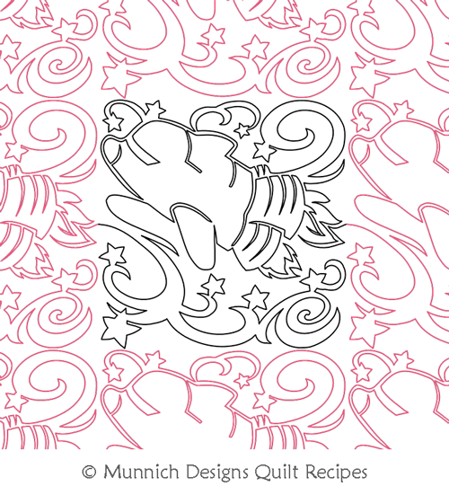 Space Capades Shuttle by Munnich Designs Quilt Recipes. This image demonstrates how this computerized pattern will stitch out once loaded on your robotic quilting system. A full page pdf is included with the design download.