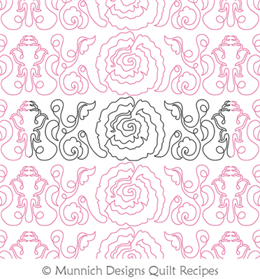 Spring Flowers 1 by Munnich Design Quilt Recipes. This image demonstrates how this computerized pattern will stitch out once loaded on your robotic quilting system. A full page pdf is included with the design download.