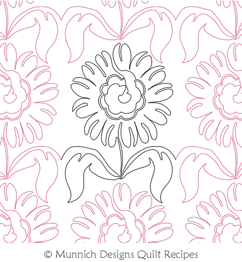 Spring Flowers 4 Panto by Munnich Design Quilt Recipes. This image demonstrates how this computerized pattern will stitch out once loaded on your robotic quilting system. A full page pdf is included with the design download.
