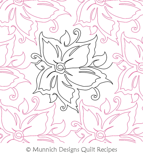 Spring Flowers 5 Panto by Munnich Design Quilt Recipes. This image demonstrates how this computerized pattern will stitch out once loaded on your robotic quilting system. A full page pdf is included with the design download.