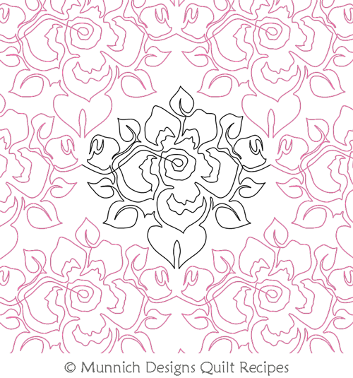 Spring Flowers 7 Panto by Munnich Design Quilt Recipes. This image demonstrates how this computerized pattern will stitch out once loaded on your robotic quilting system. A full page pdf is included with the design download.