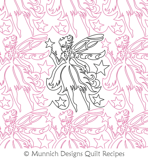 Starry Fairy by Munnich Designs Quilt Recipes. This image demonstrates how this computerized pattern will stitch out once loaded on your robotic quilting system. A full page pdf is included with the design download.