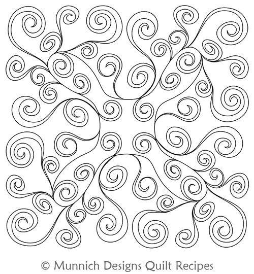 Swirl 1 Motif by Munnich Designs Quilt Recipes. This image demonstrates how this computerized pattern will stitch out once loaded on your robotic quilting system. A full page pdf is included with the design download.