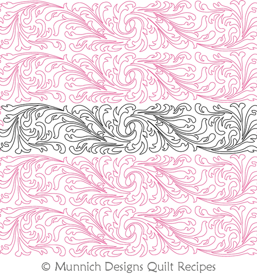 Swirling Foliage by Munnich Designs Quilt Recipes. This image demonstrates how this computerized pattern will stitch out once loaded on your robotic quilting system. A full page pdf is included with the design download.