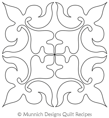 Tiled 2 Block by Munnich Design Quilt Recipes. This image demonstrates how this computerized pattern will stitch out once loaded on your robotic quilting system. A full page pdf is included with the design download.