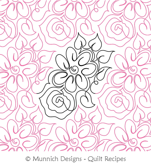 Two Flowers 1 by Munnich Designs Quilt Recipes. This image demonstrates how this computerized pattern will stitch out once loaded on your robotic quilting system. A full page pdf is included with the design download.