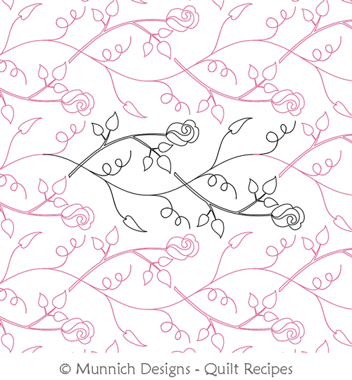 Vines and Roses 1 by Munnich Designs Quilt Recipes. This image demonstrates how this computerized pattern will stitch out once loaded on your robotic quilting system. A full page pdf is included with the design download.