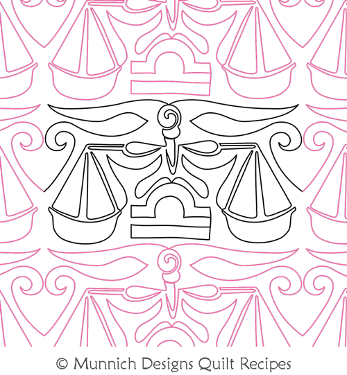 Zodiac Libra by Munnich Designs Quilt Recipes. This image demonstrates how this computerized pattern will stitch out once loaded on your robotic quilting system. A full page pdf is included with the design download.