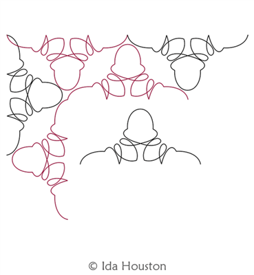 Acorn Ornament Border and Corner by Ida Houston. This image demonstrates how this computerized pattern will stitch out once loaded on your robotic quilting system. A full page pdf is included with the design download.