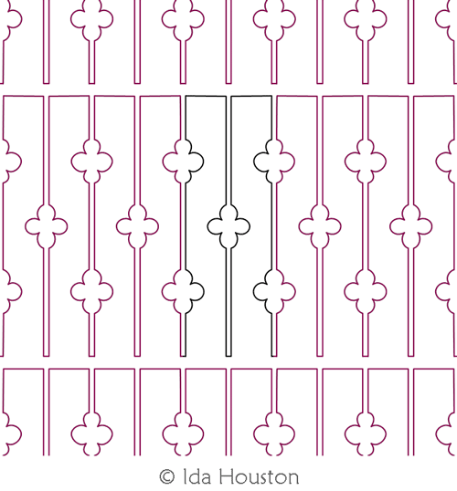 Baluster 3 Border by Ida Houston. This image demonstrates how this computerized pattern will stitch out once loaded on your robotic quilting system. A full page pdf is included with the design download.