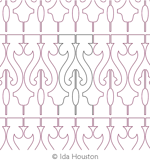 Baluster 4 Border by Ida Houston. This image demonstrates how this computerized pattern will stitch out once loaded on your robotic quilting system. A full page pdf is included with the design download.