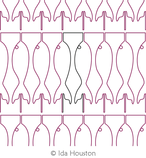 Baluster Fish Border by Ida Houston. This image demonstrates how this computerized pattern will stitch out once loaded on your robotic quilting system. A full page pdf is included with the design download.