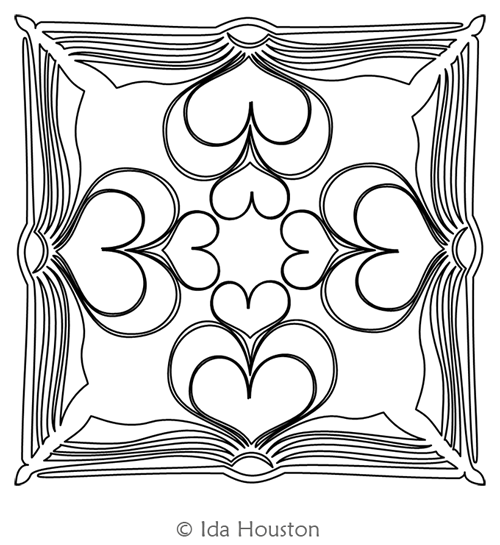 Book Heart Block by Ida Houston. This image demonstrates how this computerized pattern will stitch out once loaded on your robotic quilting system. A full page pdf is included with the design download.