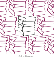 Books and More Books Panto by Ida Houston. This image demonstrates how this computerized pattern will stitch out once loaded on your robotic quilting system. A full page pdf is included with the design download.