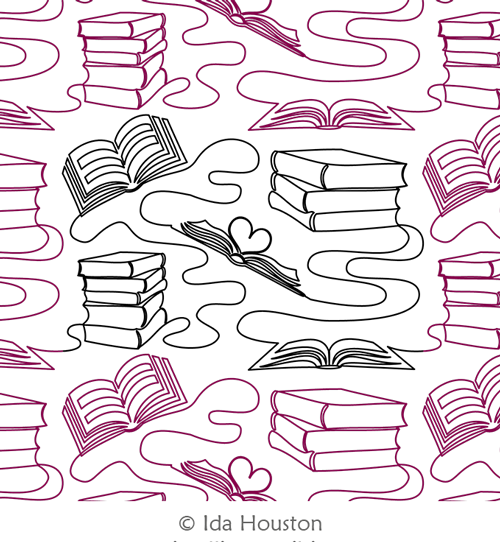 Boundless Books Panto by Ida Houston. This image demonstrates how this computerized pattern will stitch out once loaded on your robotic quilting system. A full page pdf is included with the design download.