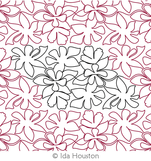 Columbine Garden Pantograph by Ida Houston. This image demonstrates how this computerized pattern will stitch out once loaded on your robotic quilting system. A full page pdf is included with the design download.