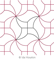 Curved Pinwheel Pantograph or Square by Ida Houston. This image demonstrates how this computerized pattern will stitch out once loaded on your robotic quilting system. A full page pdf is included with the design download.