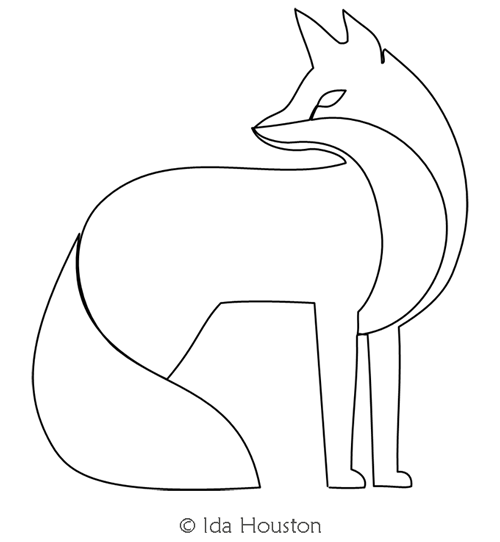 Fox Looking Back Motif by Ida Houston. This image demonstrates how this computerized pattern will stitch out once loaded on your robotic quilting system. A full page pdf is included with the design download.