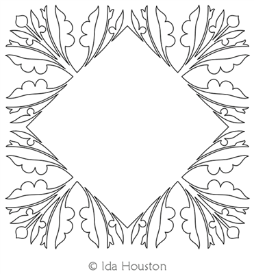 Jacobean Gesture Frame by Ida Houston. This image demonstrates how this computerized pattern will stitch out once loaded on your robotic quilting system. A full page pdf is included with the design download.