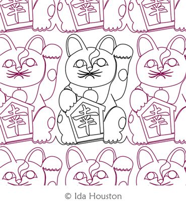 Digital Quilting Design Maneki-neko Border or Panto by Ida Houston.