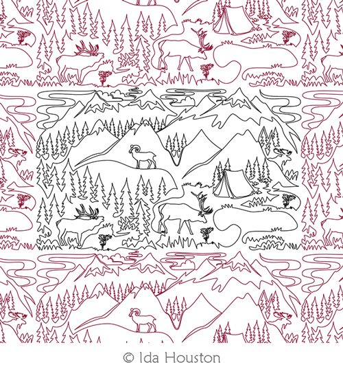 Mount Serenity B E2E by Ida Houston. This image demonstrates how this computerized pattern will stitch out once loaded on your robotic quilting system. A full page pdf is included with the design download.