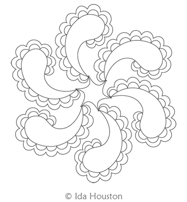 Paisley Play Array by Ida Houston. This image demonstrates how this computerized pattern will stitch out once loaded on your robotic quilting system. A full page pdf is included with the design download.