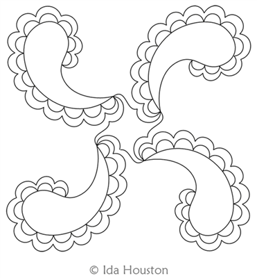 Paisley Play Block 1 by Ida Houston. This image demonstrates how this computerized pattern will stitch out once loaded on your robotic quilting system. A full page pdf is included with the design download.