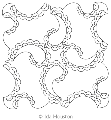 Paisley Play Block 2 by Ida Houston. This image demonstrates how this computerized pattern will stitch out once loaded on your robotic quilting system. A full page pdf is included with the design download.