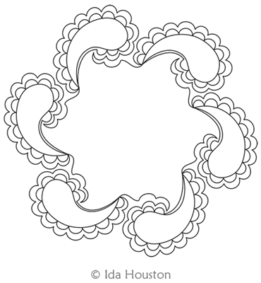 Paisley Play Wreath by Ida Houston. This image demonstrates how this computerized pattern will stitch out once loaded on your robotic quilting system. A full page pdf is included with the design download.