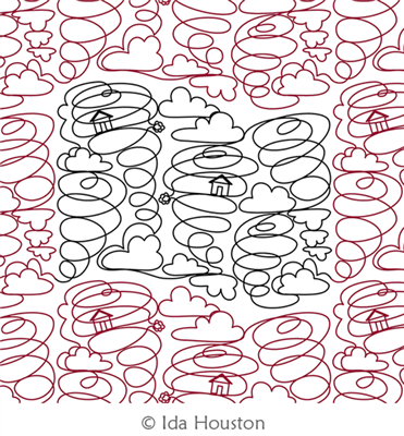 Tornado Pantograph 2 by Ida Houston. This image demonstrates how this computerized pattern will stitch out once loaded on your robotic quilting system. A full page pdf is included with the design download.