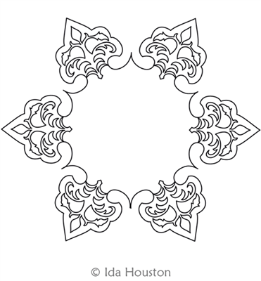 Triomphe Wreath by Ida Houston. This image demonstrates how this computerized pattern will stitch out once loaded on your robotic quilting system. A full page pdf is included with the design download.