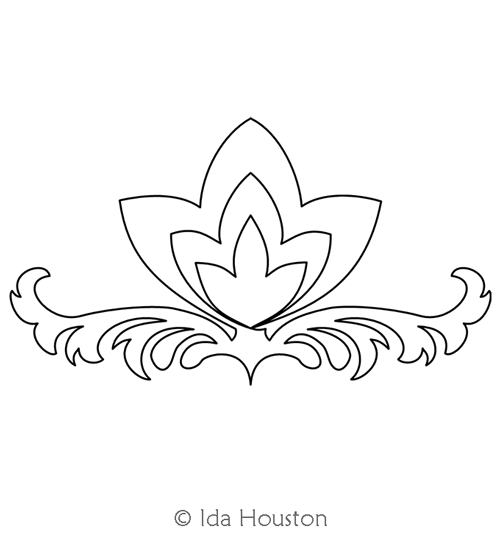 Victorian Damask Triangle by Ida Houston. This image demonstrates how this computerized pattern will stitch out once loaded on your robotic quilting system. A full page pdf is included with the design download.