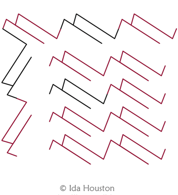 Art Deco Rays Sashing and Corner by Ida Houston. This image demonstrates how this computerized pattern will stitch out once loaded on your robotic quilting system. A full page pdf is included with the design download.