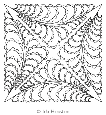 Bumpy Feathers Block 3 by Ida Houston. This image demonstrates how this computerized pattern will stitch out once loaded on your robotic quilting system. A full page pdf is included with the design download.