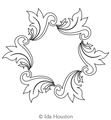 Fleur de Leaf Hexagon by Ida Houston. This image demonstrates how this computerized pattern will stitch out once loaded on your robotic quilting system. A full page pdf is included with the design download.