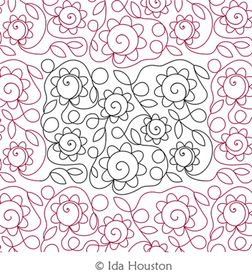 Flower Power Panto by Ida Houston. This image demonstrates how this computerized pattern will stitch out once loaded on your robotic quilting system. A full page pdf is included with the design download.