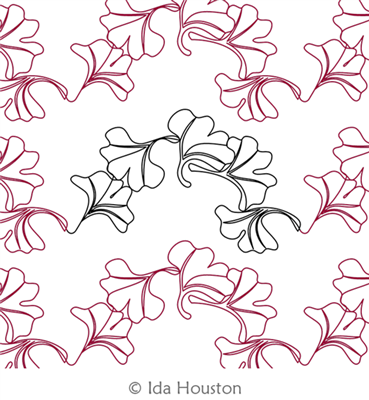 Gingko Glory 2 by Ida Houston. This image demonstrates how this computerized pattern will stitch out once loaded on your robotic quilting system. A full page pdf is included with the design download.