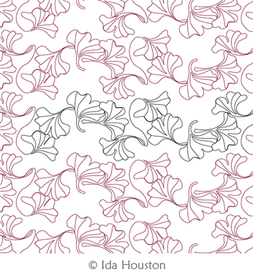 Gingko Glory Pantograph by Ida Houston. This image demonstrates how this computerized pattern will stitch out once loaded on your robotic quilting system. A full page pdf is included with the design download.
