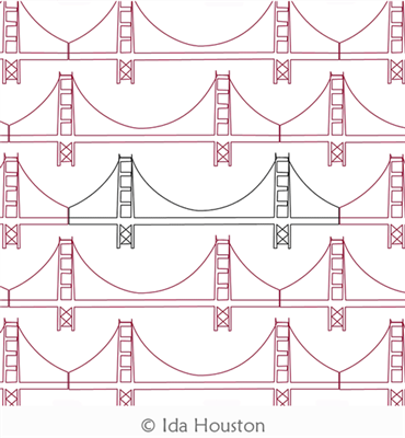 Golden Gate Bridge Block or Panto by Ida Houston. This image demonstrates how this computerized pattern will stitch out once loaded on your robotic quilting system. A full page pdf is included with the design download.