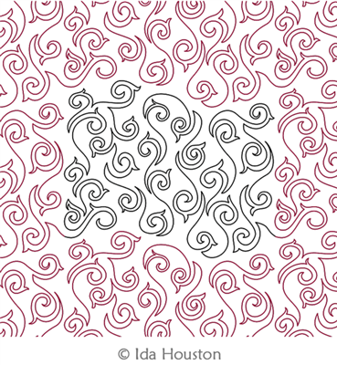 Hooked Swirl Pantograph by Ida Houston. This image demonstrates how this computerized pattern will stitch out once loaded on your robotic quilting system. A full page pdf is included with the design download.