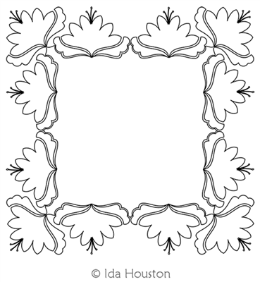 Jacobean Garden Frame by Ida Houston. This image demonstrates how this computerized pattern will stitch out once loaded on your robotic quilting system. A full page pdf is included with the design download.