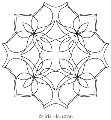 Lotus Lily Block 2 by Ida Houston. This image demonstrates how this computerized pattern will stitch out once loaded on your robotic quilting system. A full page pdf is included with the design download.