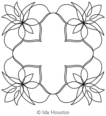 Lotus Lily Block by Ida Houston. This image demonstrates how this computerized pattern will stitch out once loaded on your robotic quilting system. A full page pdf is included with the design download.