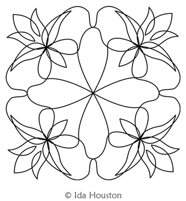 Lotus Lily Block 3 by Ida Houston. This image demonstrates how this computerized pattern will stitch out once loaded on your robotic quilting system. A full page pdf is included with the design download.