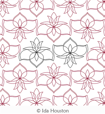 Lotus Lily Border or Panto by Ida Houston. This image demonstrates how this computerized pattern will stitch out once loaded on your robotic quilting system. A full page pdf is included with the design download.