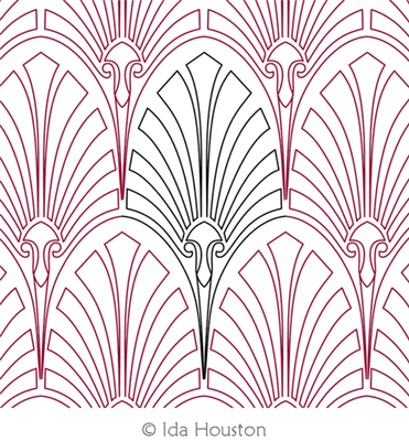 Nouveau Arches by Ida Houston. This image demonstrates how this computerized pattern will stitch out once loaded on your robotic quilting system. A full page pdf is included with the design download.