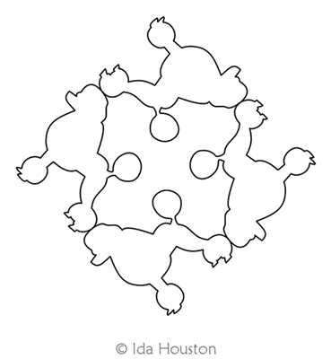 Poodle Block 3 by Ida Houston. This image demonstrates how this computerized pattern will stitch out once loaded on your robotic quilting system. A full page pdf is included with the design download.