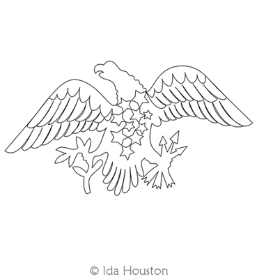Presidential Eagle with Stars by Ida Houston. This image demonstrates how this computerized pattern will stitch out once loaded on your robotic quilting system. A full page pdf is included with the design download.