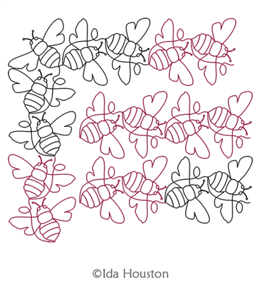Quilting Bee Border and Corner by Ida Houston. This image demonstrates how this computerized pattern will stitch out once loaded on your robotic quilting system. A full page pdf is included with the design download.